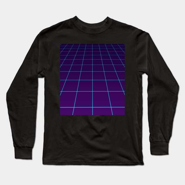 Synthwave Colors Grid Lines Minimalist Long Sleeve T-Shirt by edmproject